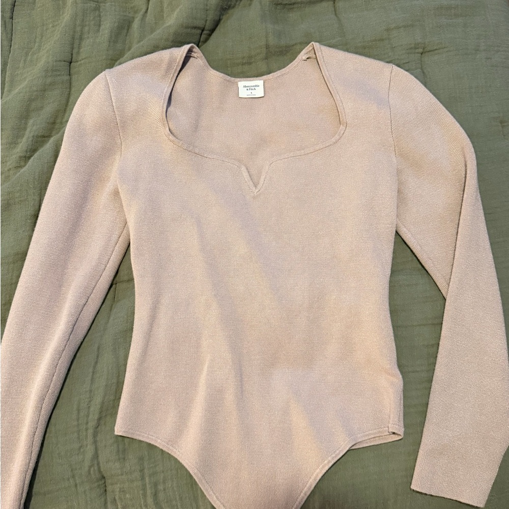 Abercrombie & Fitch Beige Long Sleeve Bodysuit